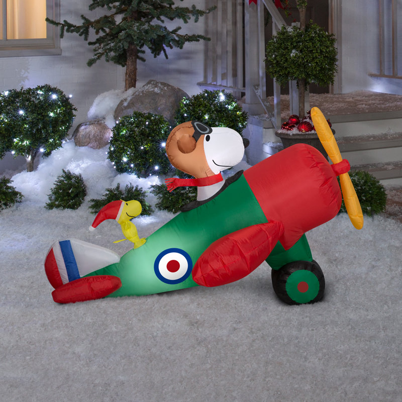 Gemmy industries peanuts snoopy in airplane scene peanuts inflatable
